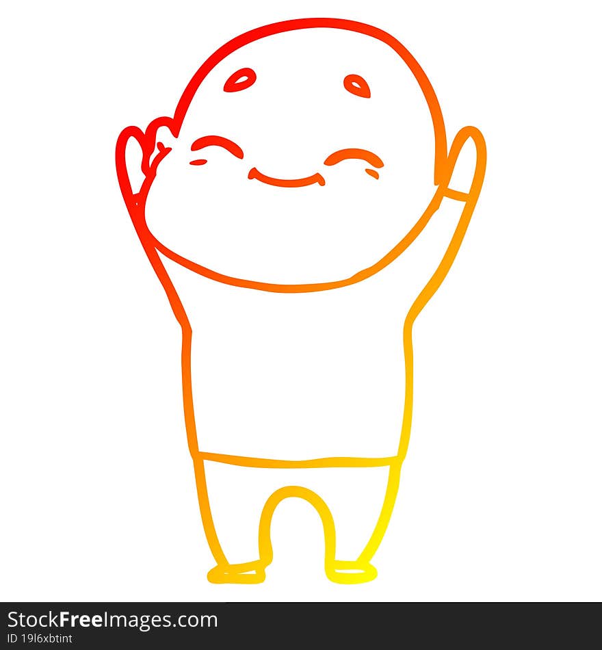 warm gradient line drawing happy cartoon bald man