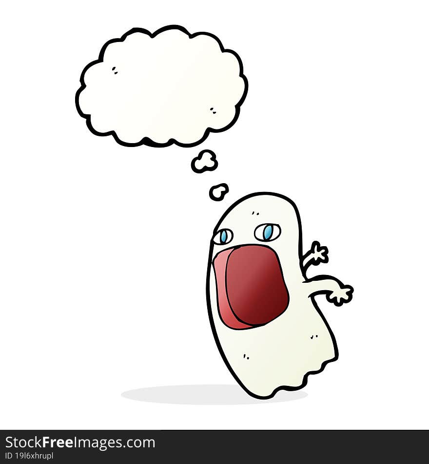 Funny Cartoon Ghost With Thought Bubble