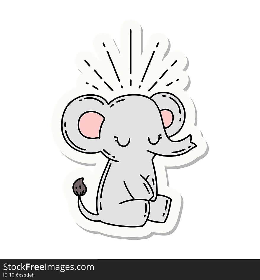 sticker of tattoo style cute elephant