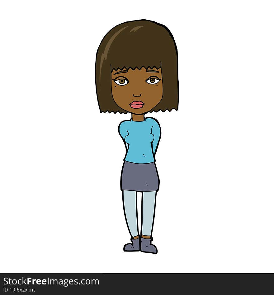 cartoon serious girl