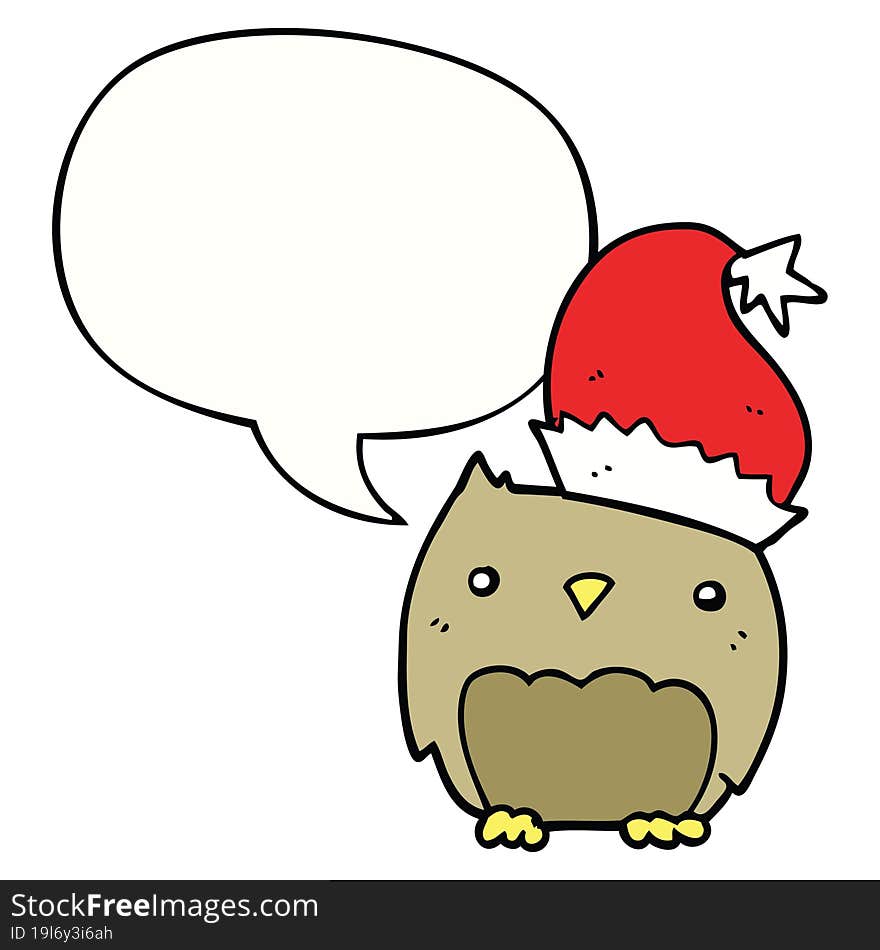 cute christmas owl and speech bubble