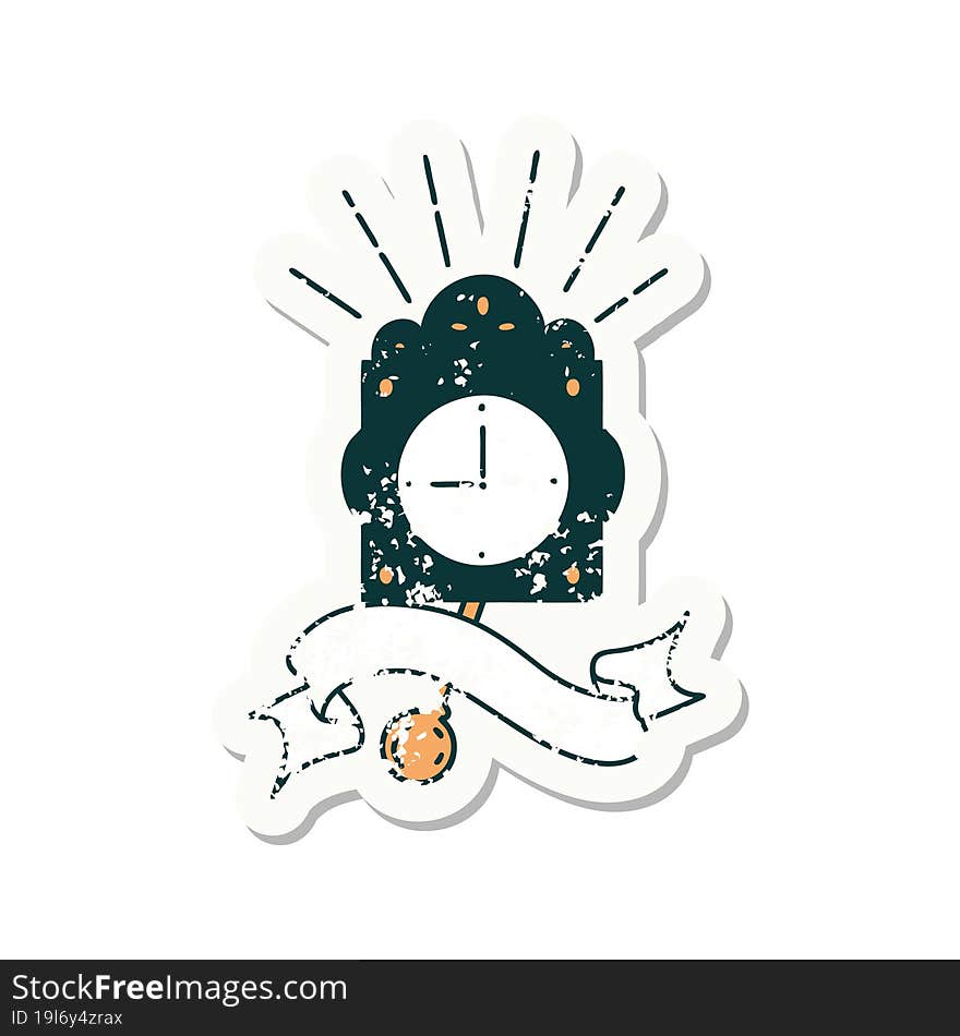 Grunge Sticker Of Tattoo Style Ticking Clock