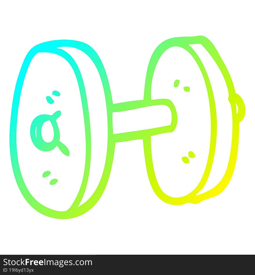 Cold Gradient Line Drawing Cartoon Gym Weights