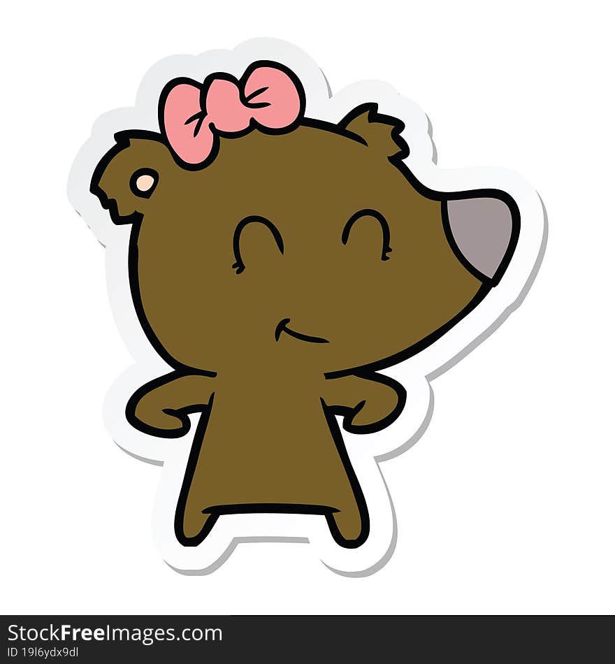 sticker of a female bear cartoon