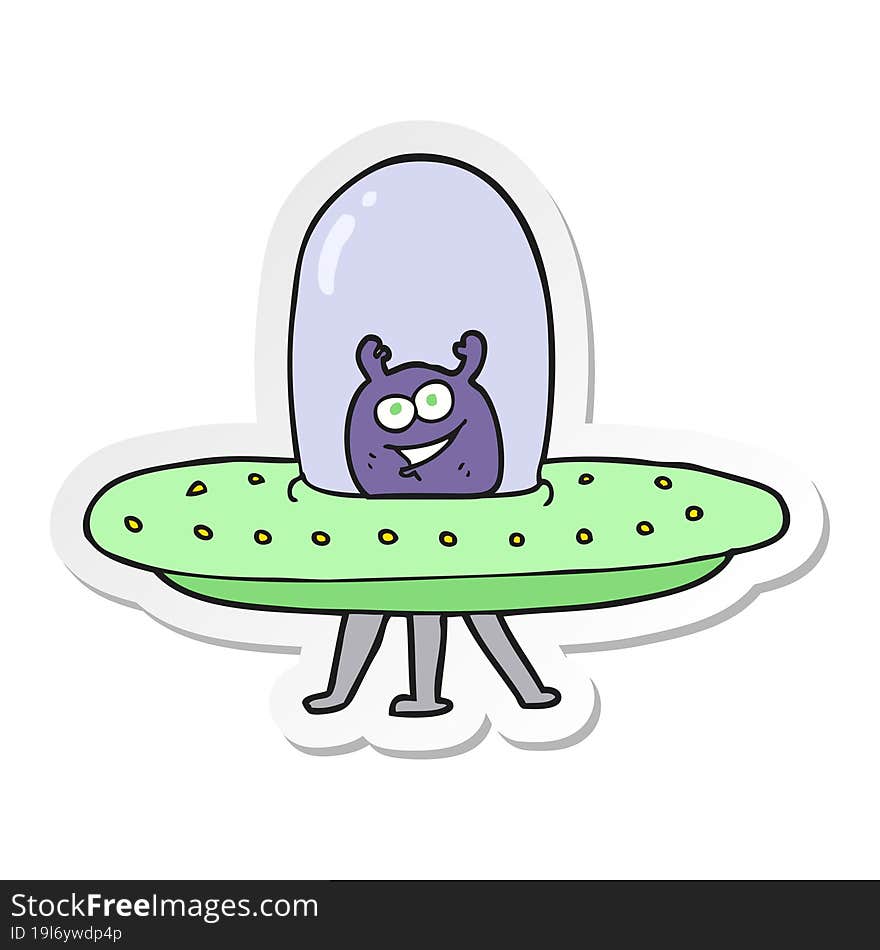 sticker of a cartoon space alien