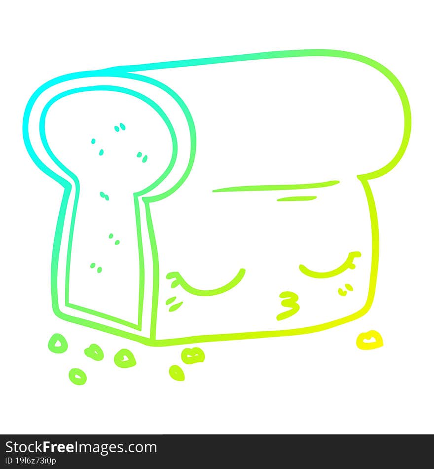 cold gradient line drawing cartoon loaf of bread