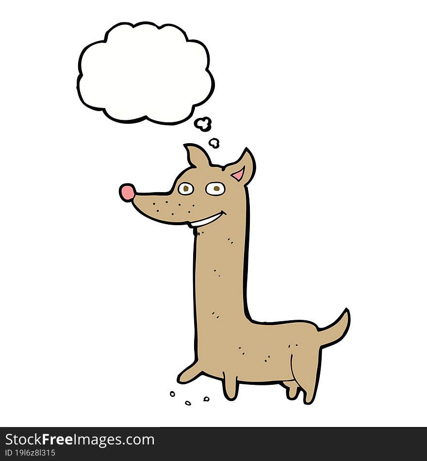 funny cartoon dog with thought bubble