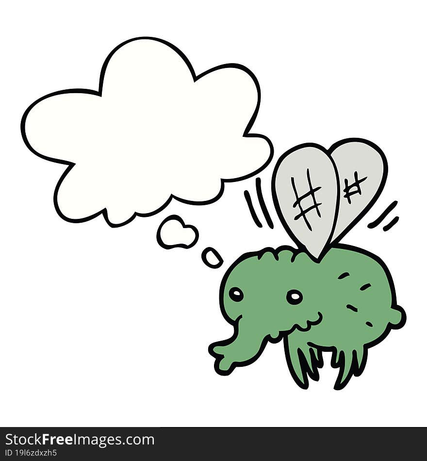 cartoon fly with thought bubble. cartoon fly with thought bubble