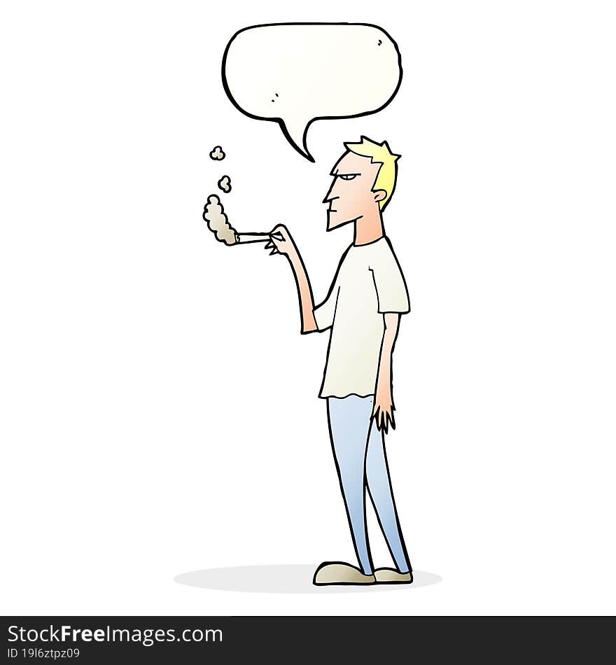 cartoon annoyed smoker with speech bubble