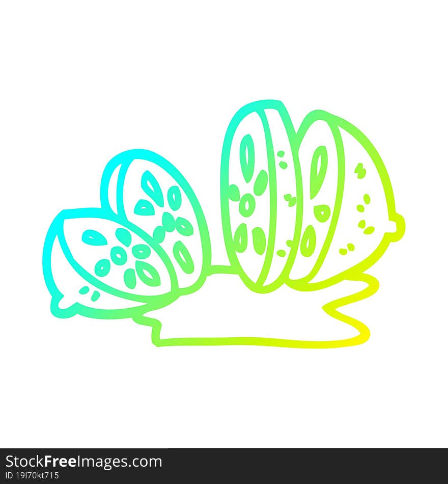 cold gradient line drawing cartoon citrus fruit