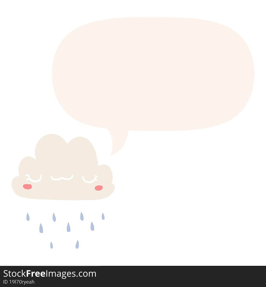 cartoon storm cloud and speech bubble in retro style