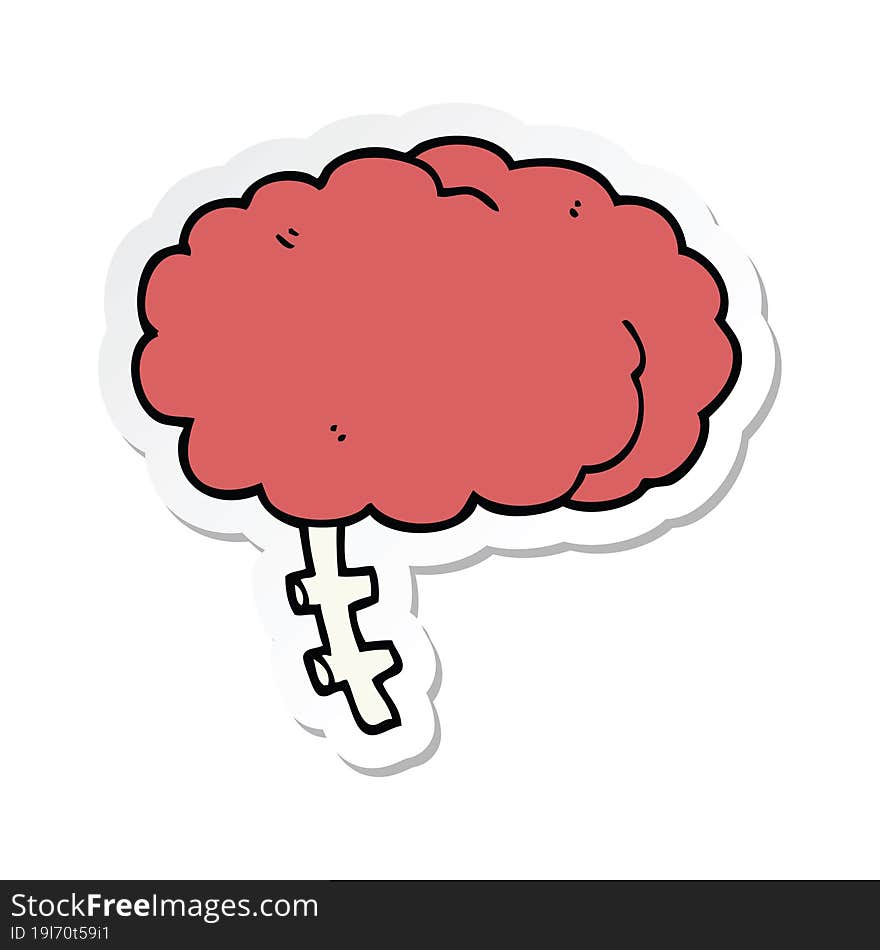 sticker of a cartoon brain