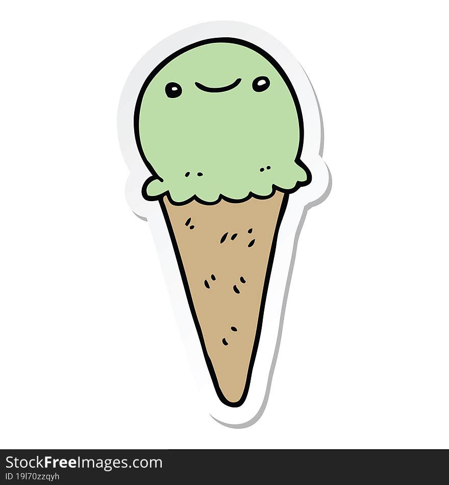 sticker of a cartoon ice cream