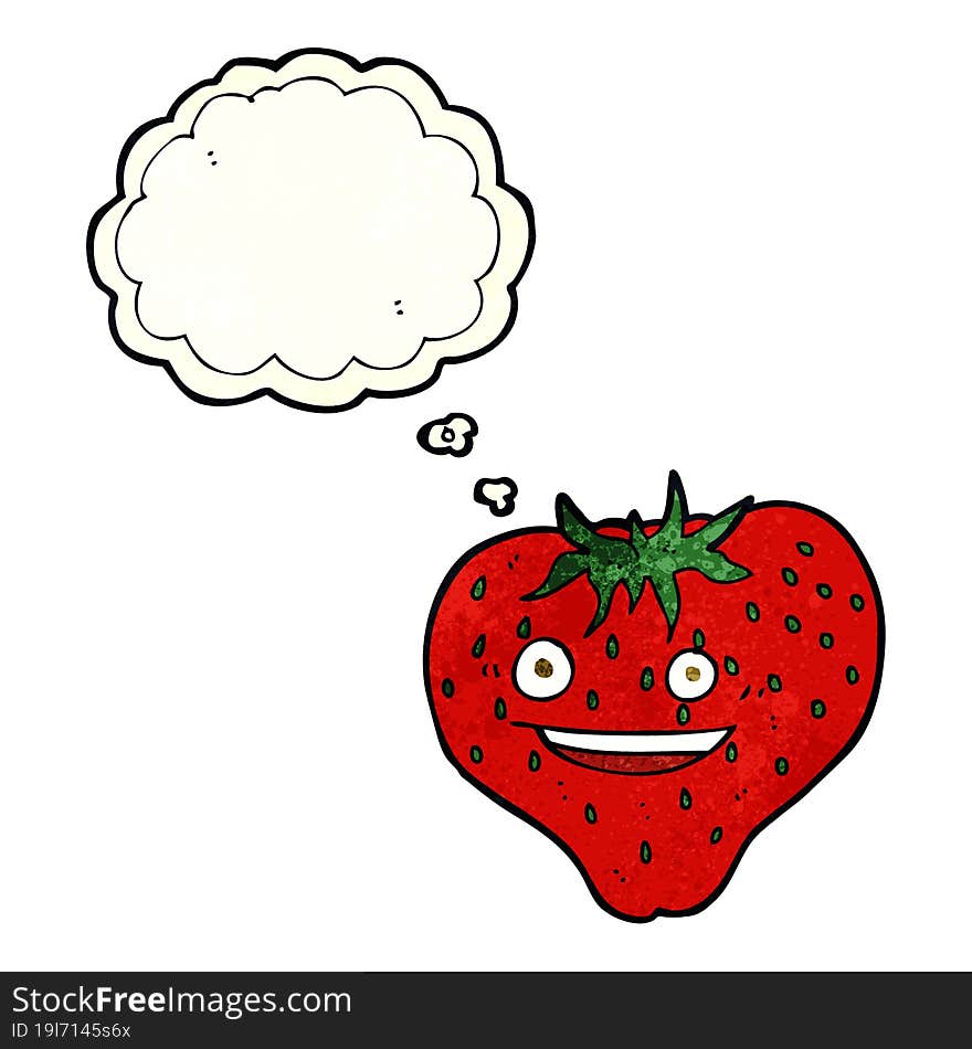 Cartoon Strawberry With Thought Bubble