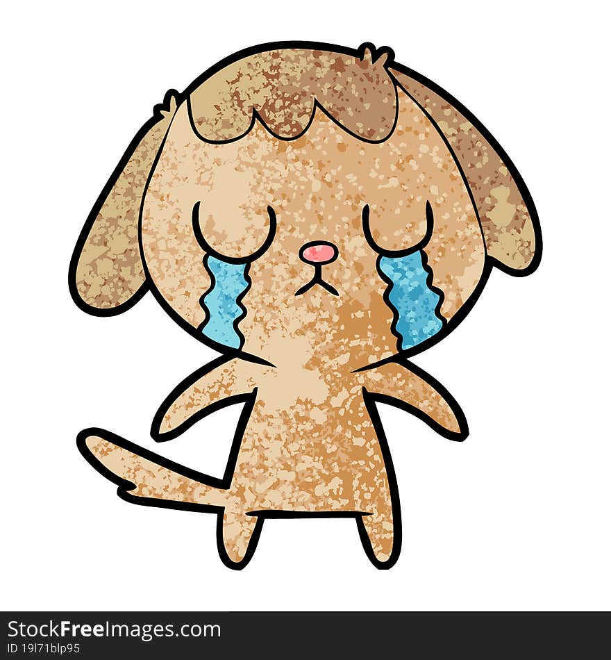 cute cartoon dog crying. cute cartoon dog crying