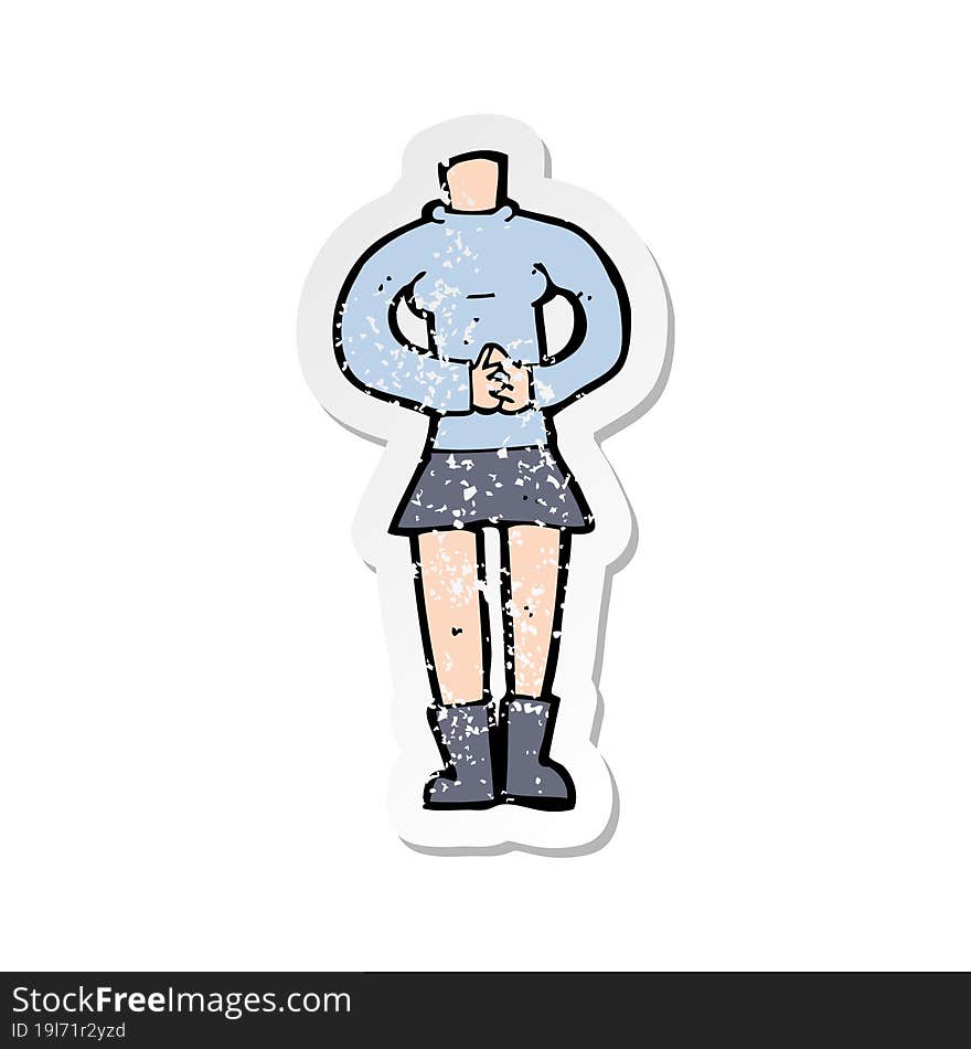 retro distressed sticker of a cartoon female body