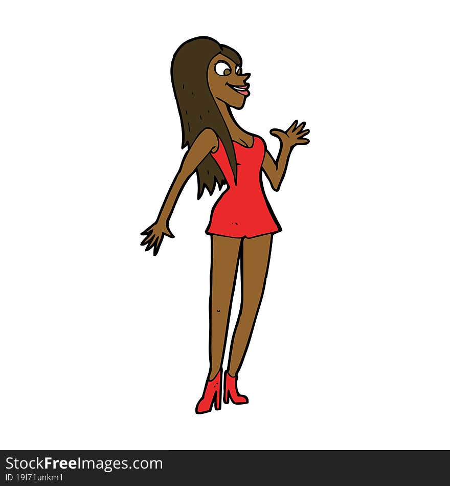 Cartoon Woman In Pink Dress