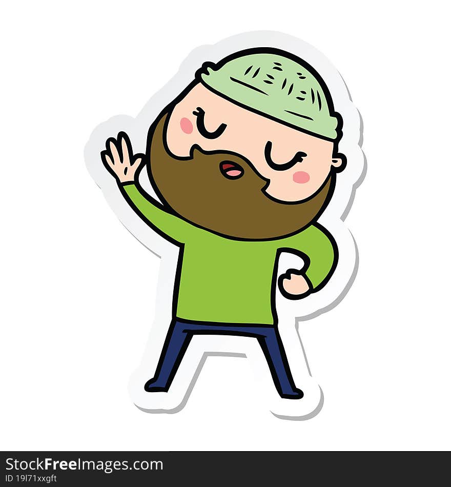 sticker of a cartoon man with beard