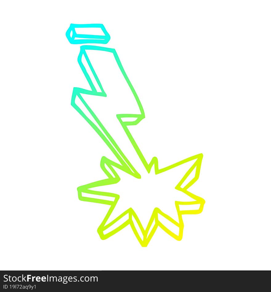 cold gradient line drawing cartoon thunder bolt