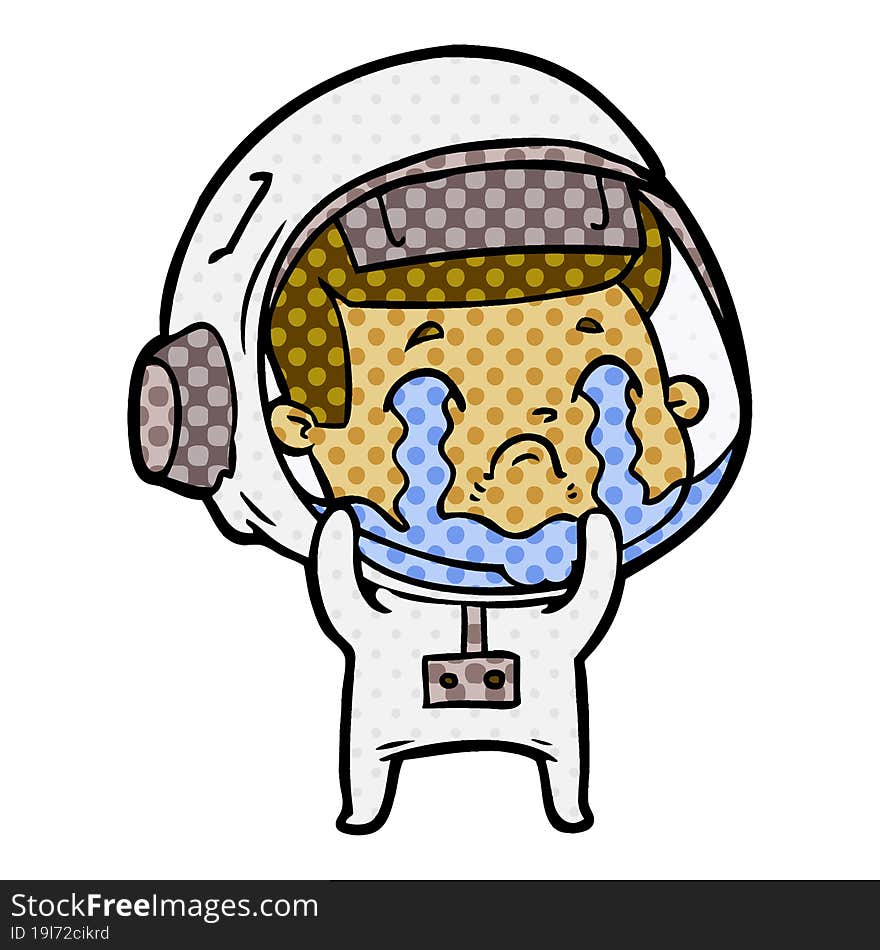 cartoon crying astronaut. cartoon crying astronaut