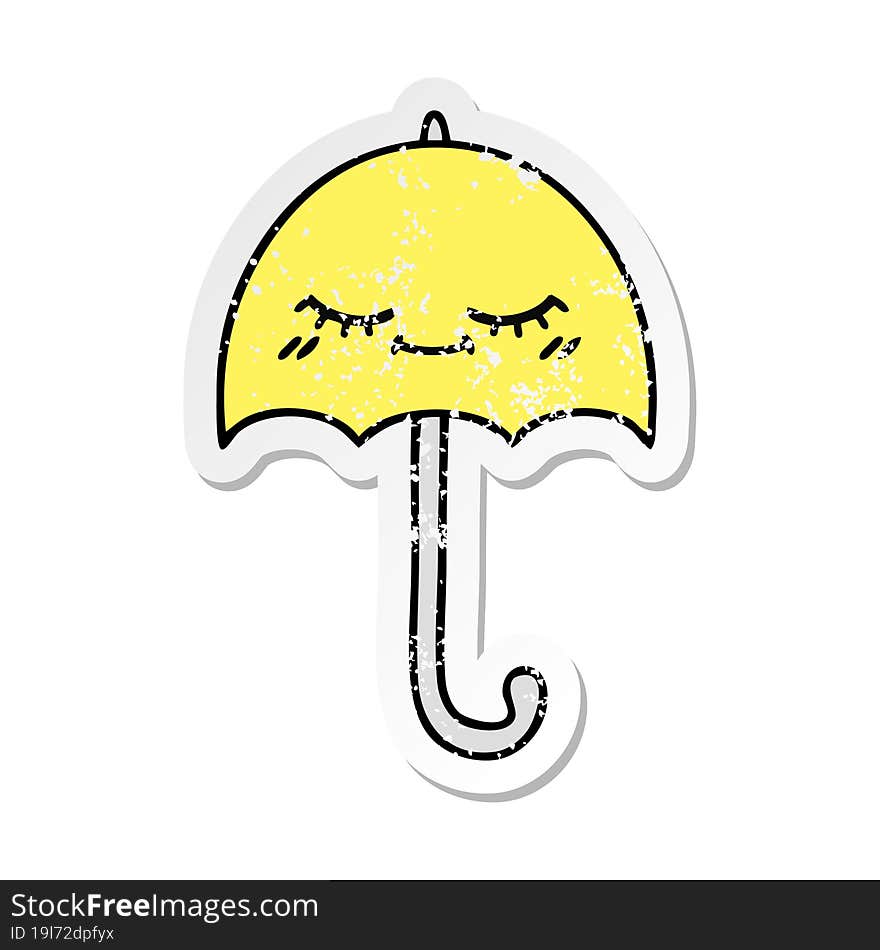 distressed sticker of a cute cartoon umbrella