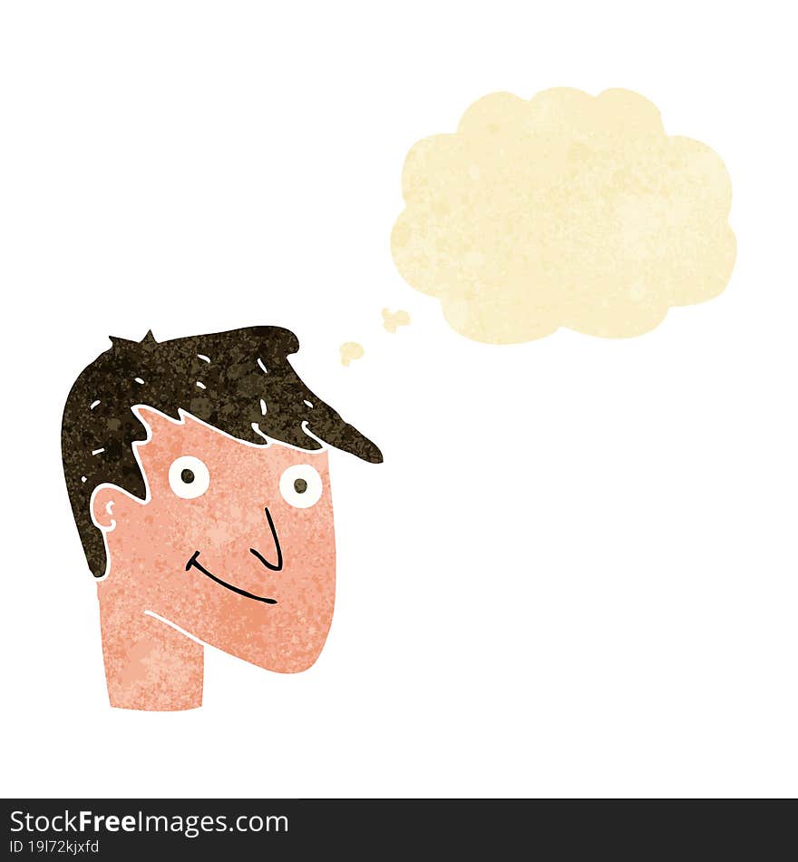 Cartoon Happy Man With Thought Bubble