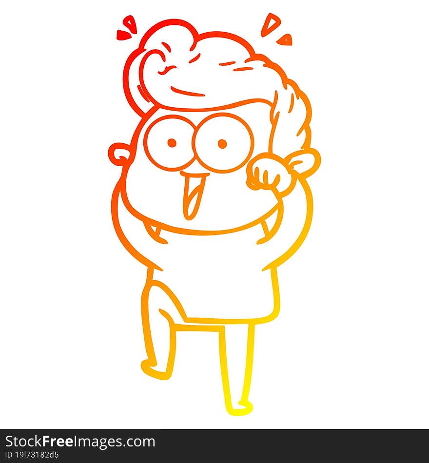 warm gradient line drawing cartoon man