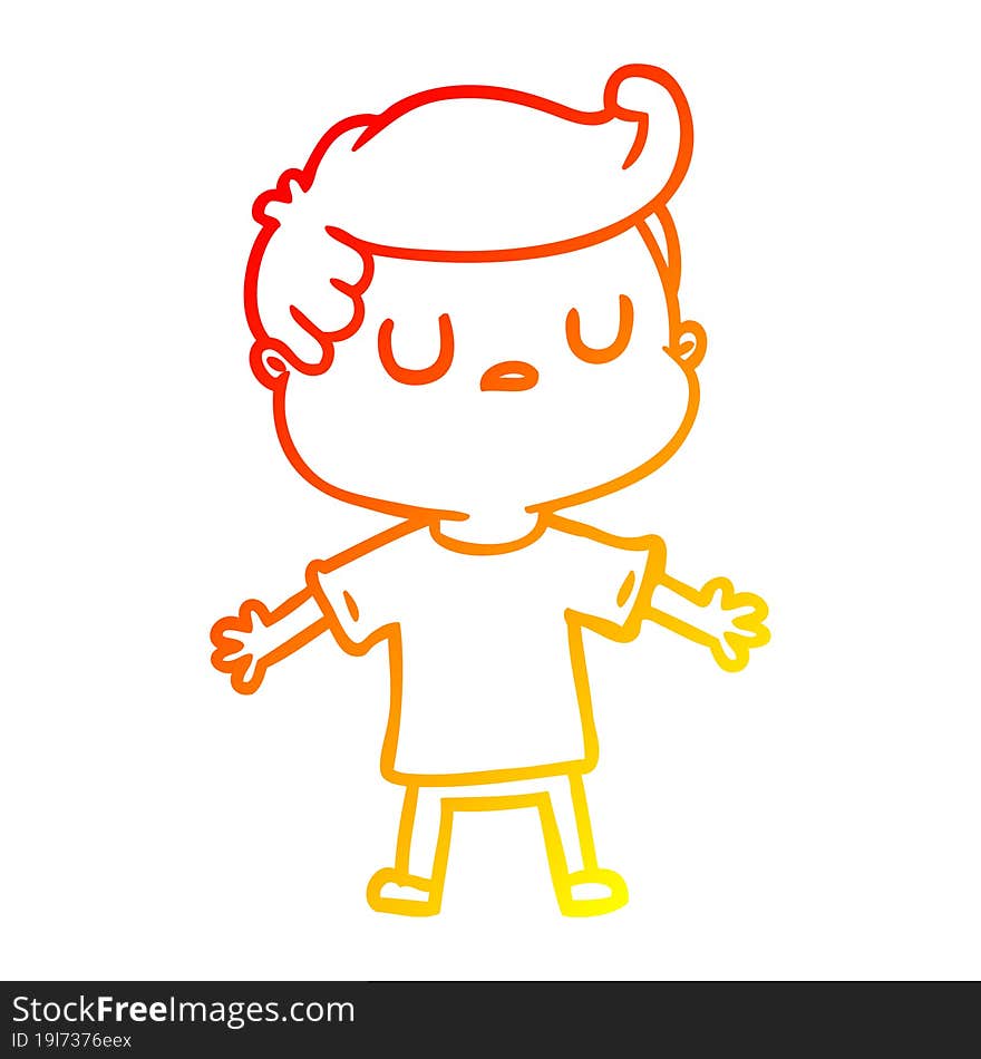 warm gradient line drawing of a cartoon aloof man