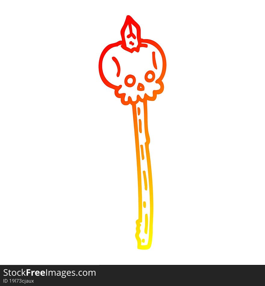 warm gradient line drawing cartoon skull on spike