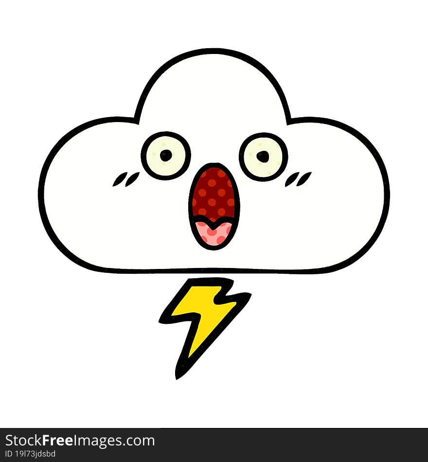 Comic Book Style Cartoon Thunder Cloud