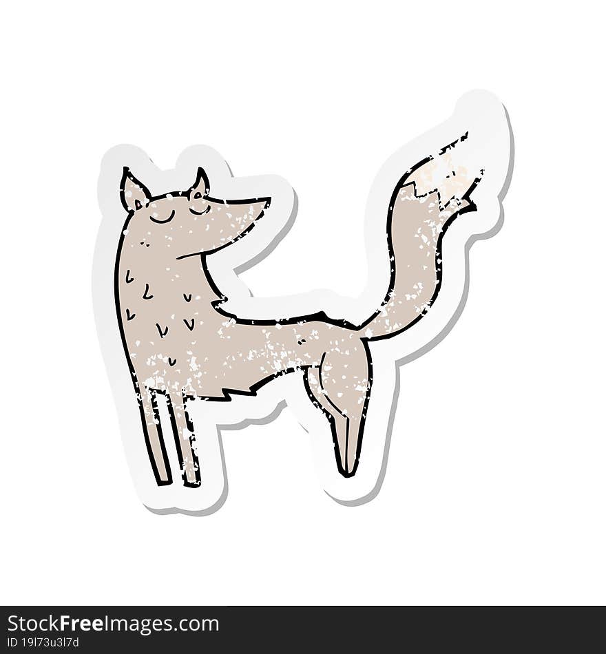 retro distressed sticker of a cartoon wolf