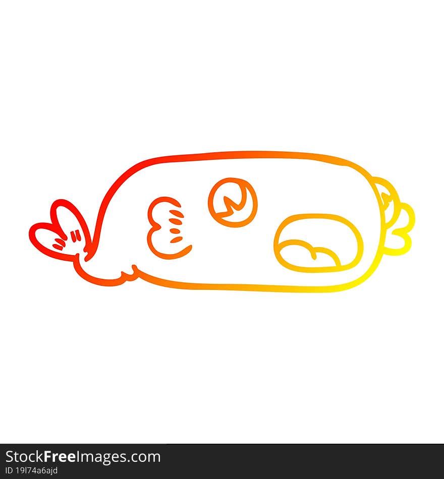 warm gradient line drawing of a cartoon fish