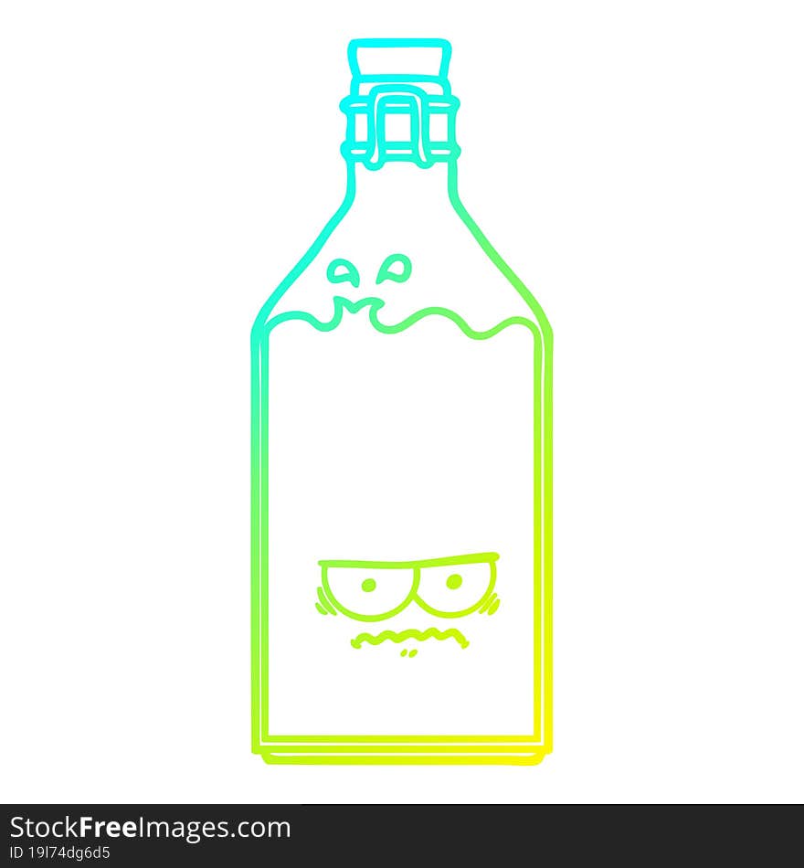 Cold Gradient Line Drawing Cartoon Old Bottle