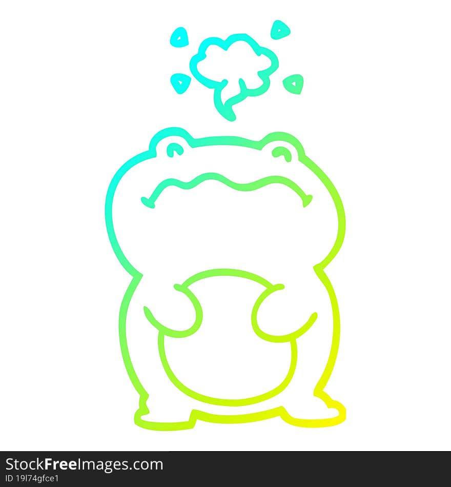 Cold Gradient Line Drawing Cartoon Frog