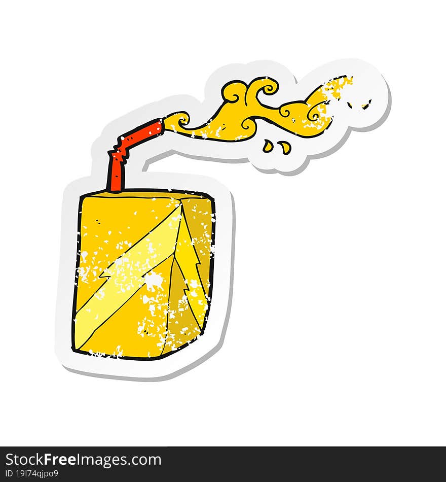 retro distressed sticker of a cartoon juice box