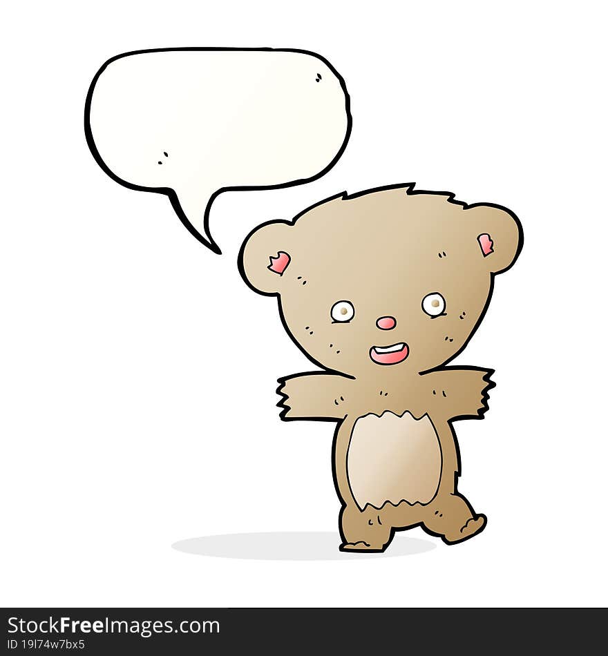 cartoon teddy bear with speech bubble