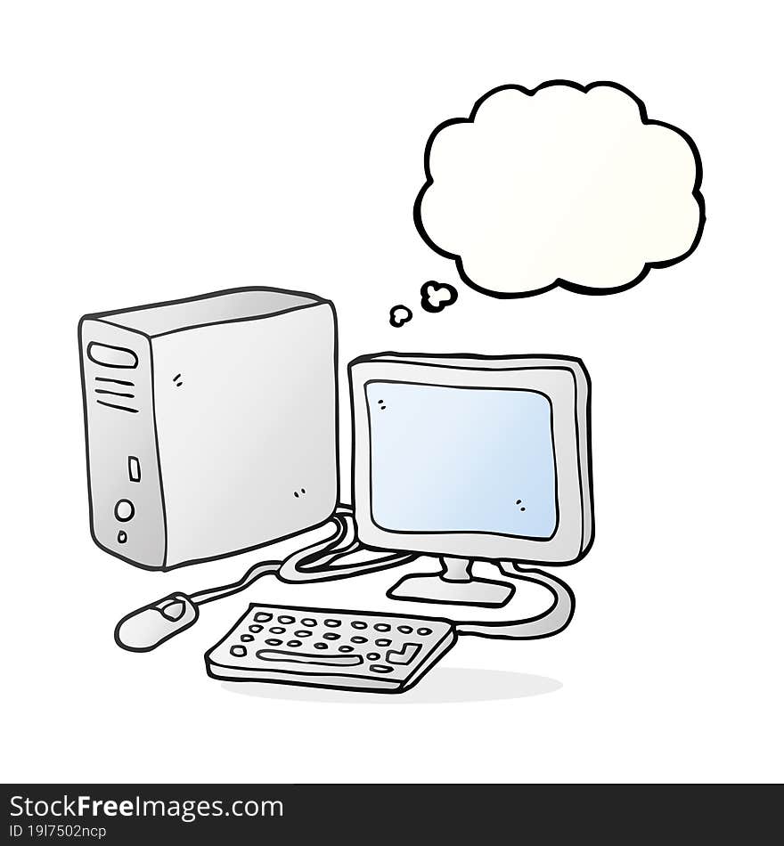 Thought Bubble Cartoon Computer