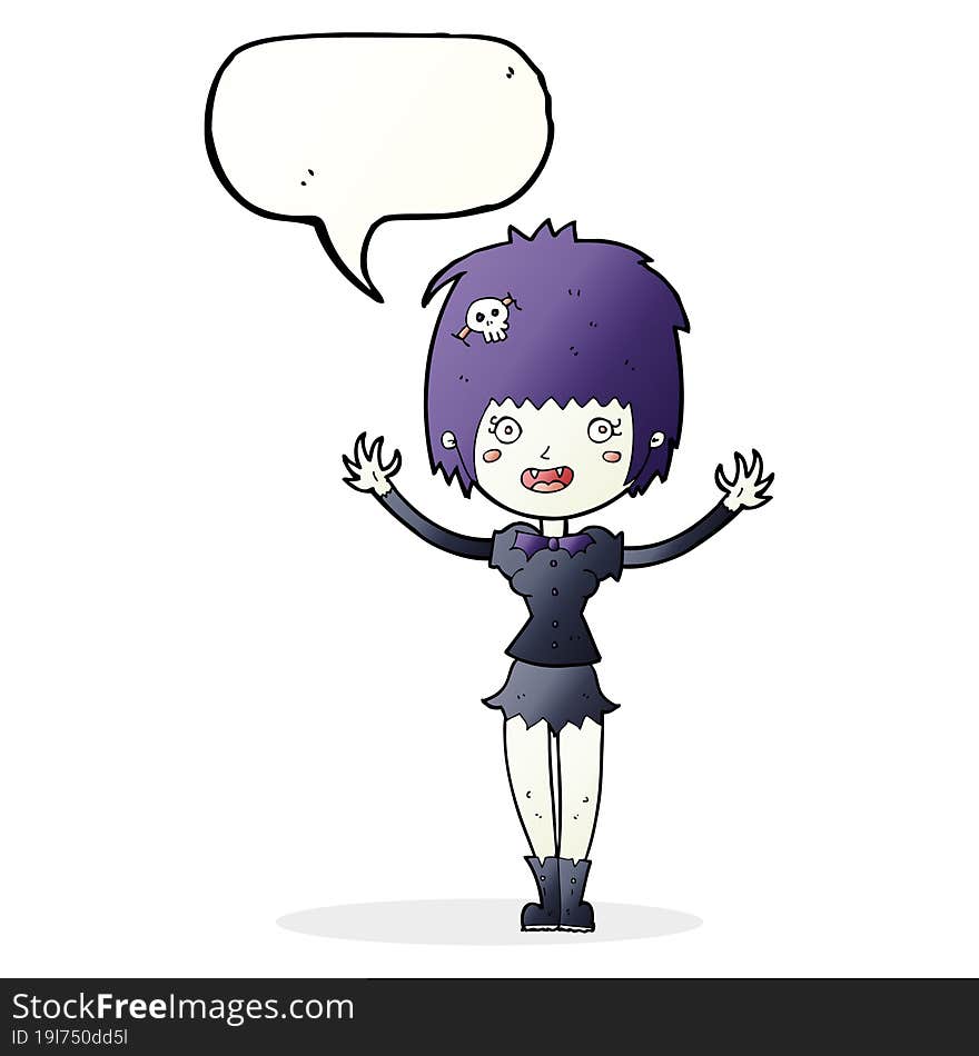 cartoon vampire girl with speech bubble