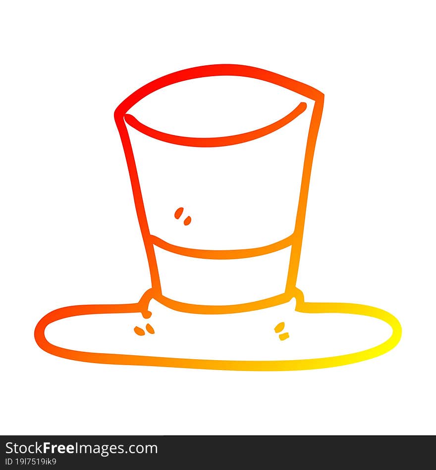 Warm Gradient Line Drawing Cartoon Top Hat