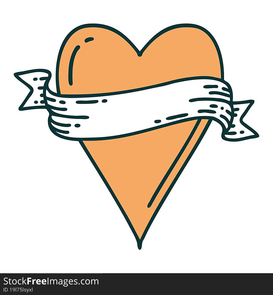 Tattoo Style Icon Of A Heart And Banner