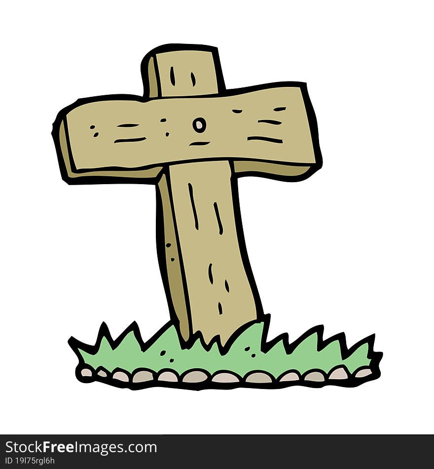 cartoon wooden cross grave