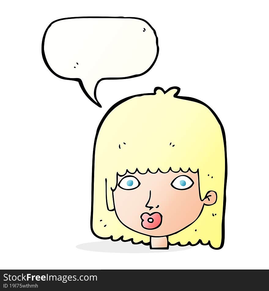 cartoon surprised woman with speech bubble