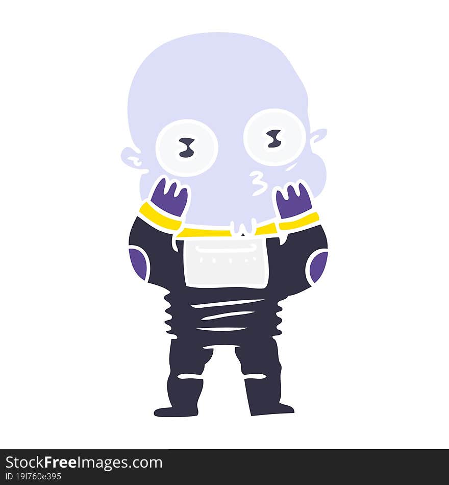 flat color style cartoon weird bald spaceman