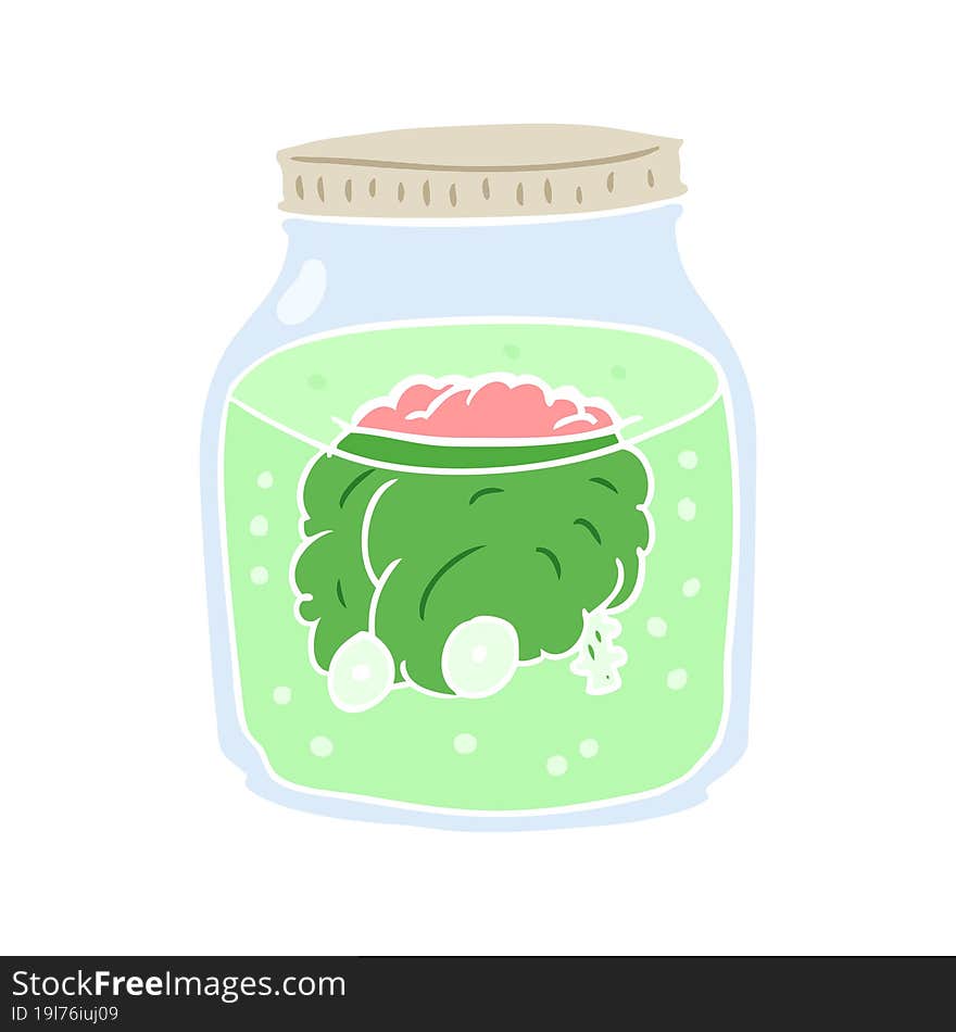 flat color style cartoon spooky brain in jar. flat color style cartoon spooky brain in jar