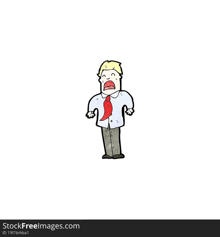 cartoon businessman shrugging shoulders