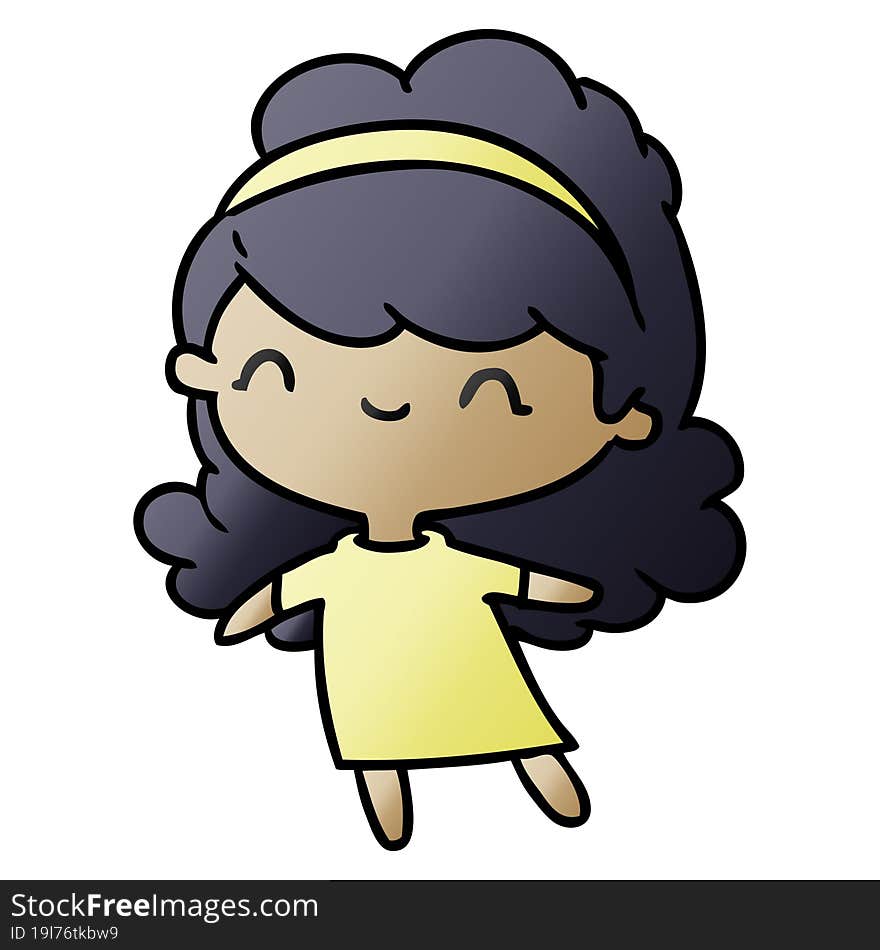 Gradient Cartoon Kawaii Girl With Head Band