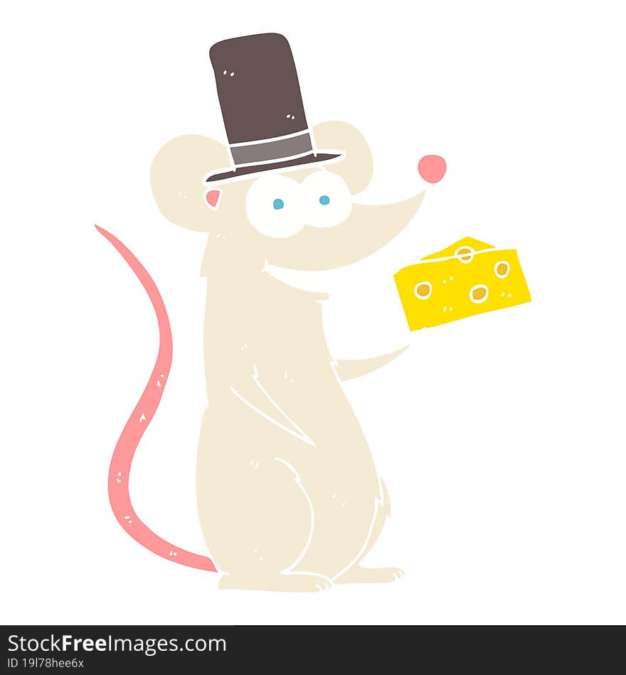 flat color illustration of mouse with cheese. flat color illustration of mouse with cheese