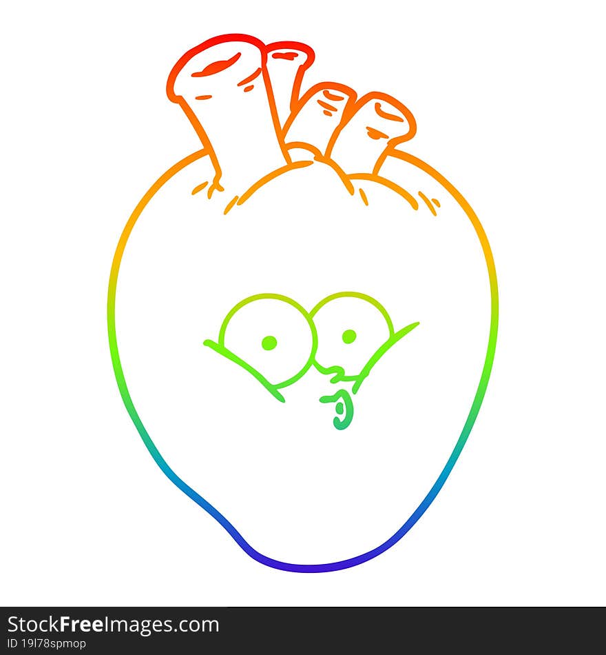 rainbow gradient line drawing cartoon confused heart