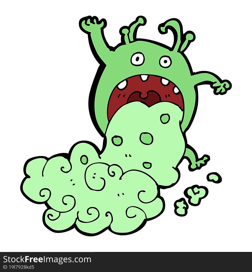 Cartoon Gross Monster Being Sick