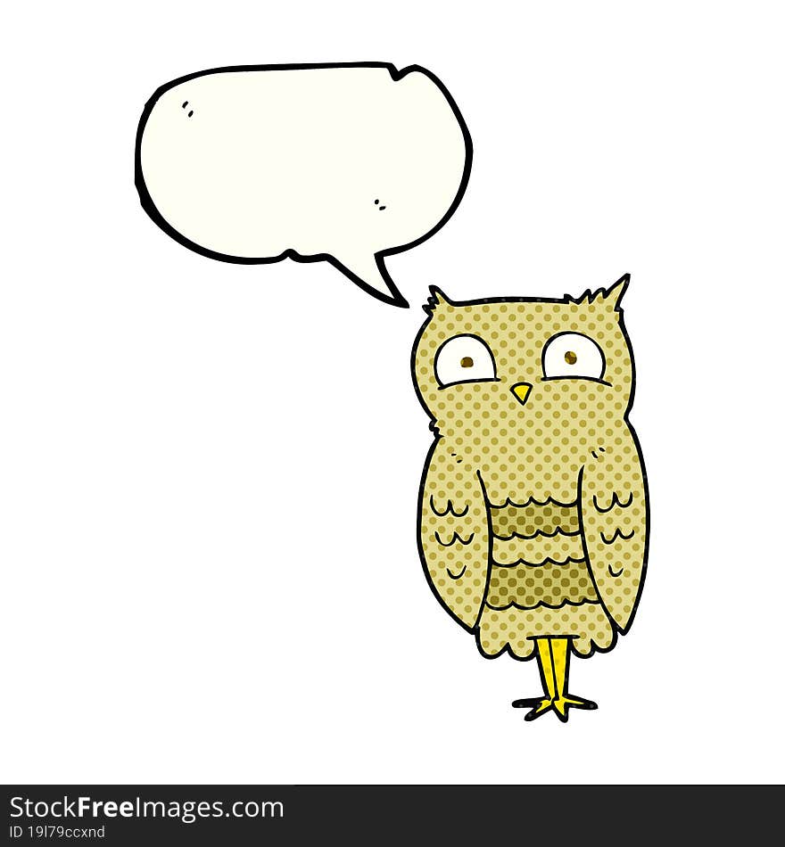 freehand drawn comic book speech bubble cartoon owl